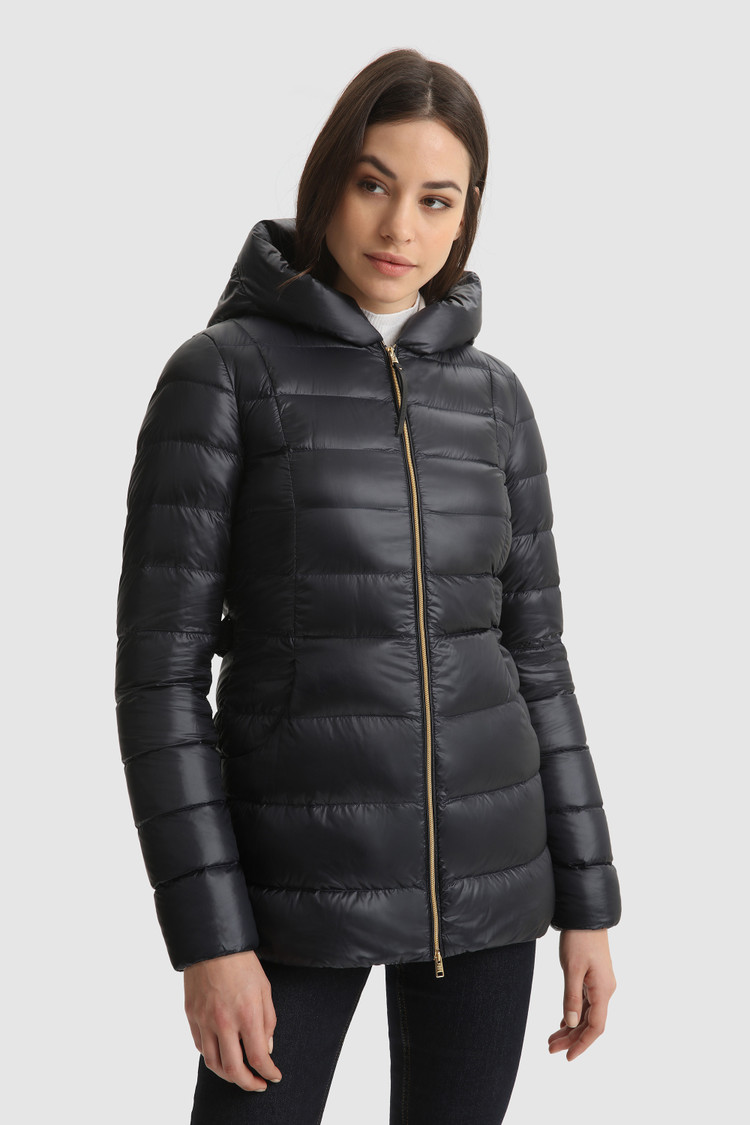 Giacca trapuntata Abbie in nylon satin con cappuccio