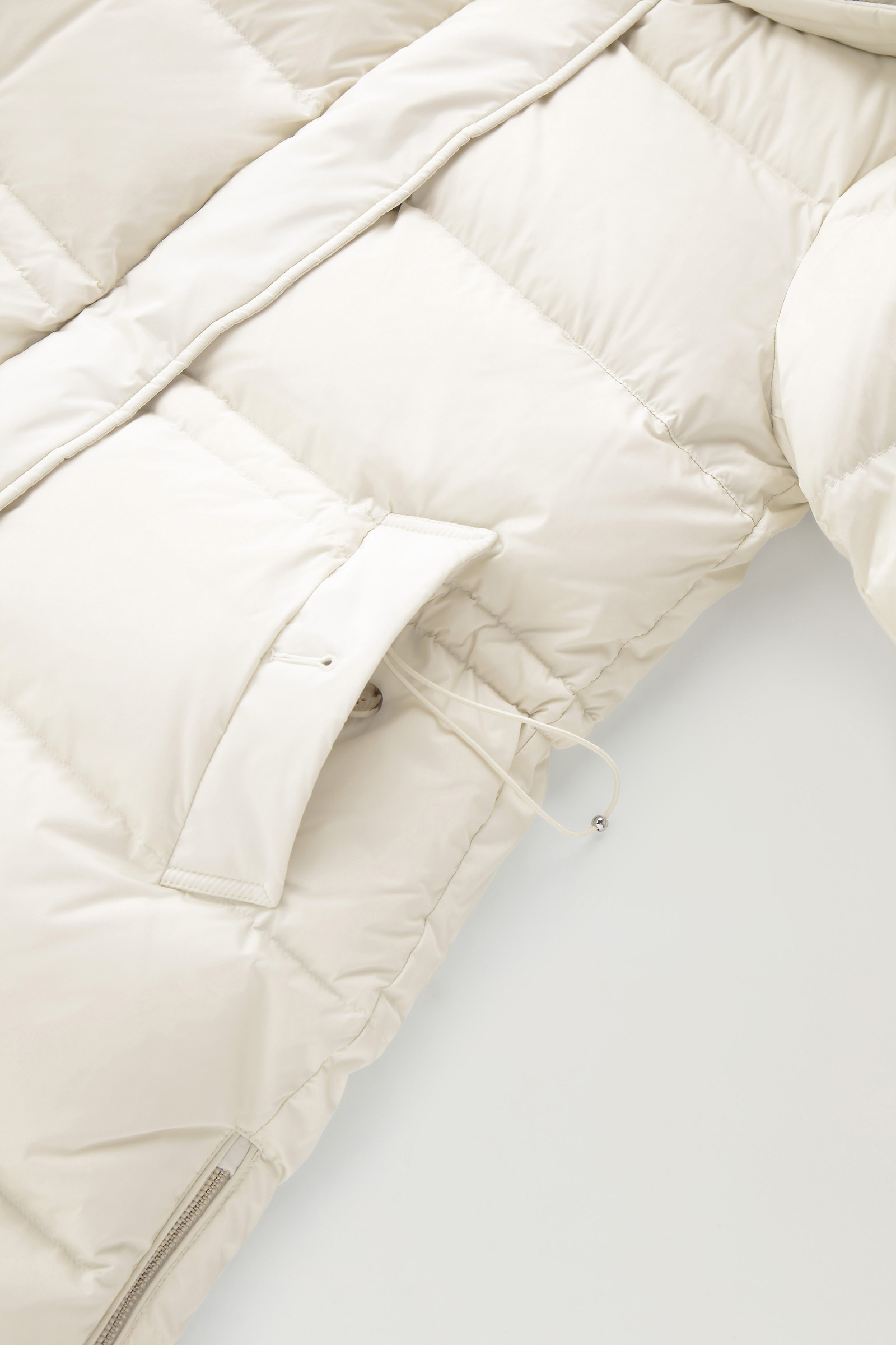 Hooded Alsea Down Jacket in Stretch Nylon White photo 9 | Woolrich