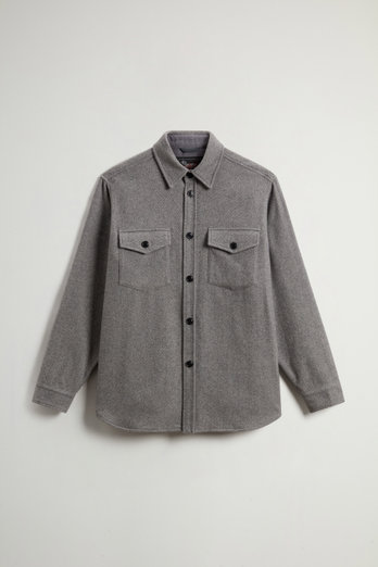 Check Overshirt in Pure Cashmere by Todd Snyder Gray photo 1 | Woolrich