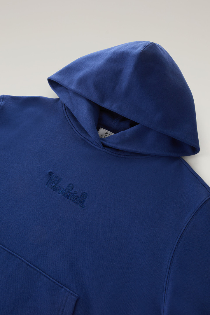 Sweatshirt aus reiner Baumwolle mit Kapuze und aufgesticktem Logo Blau photo 6 | Woolrich