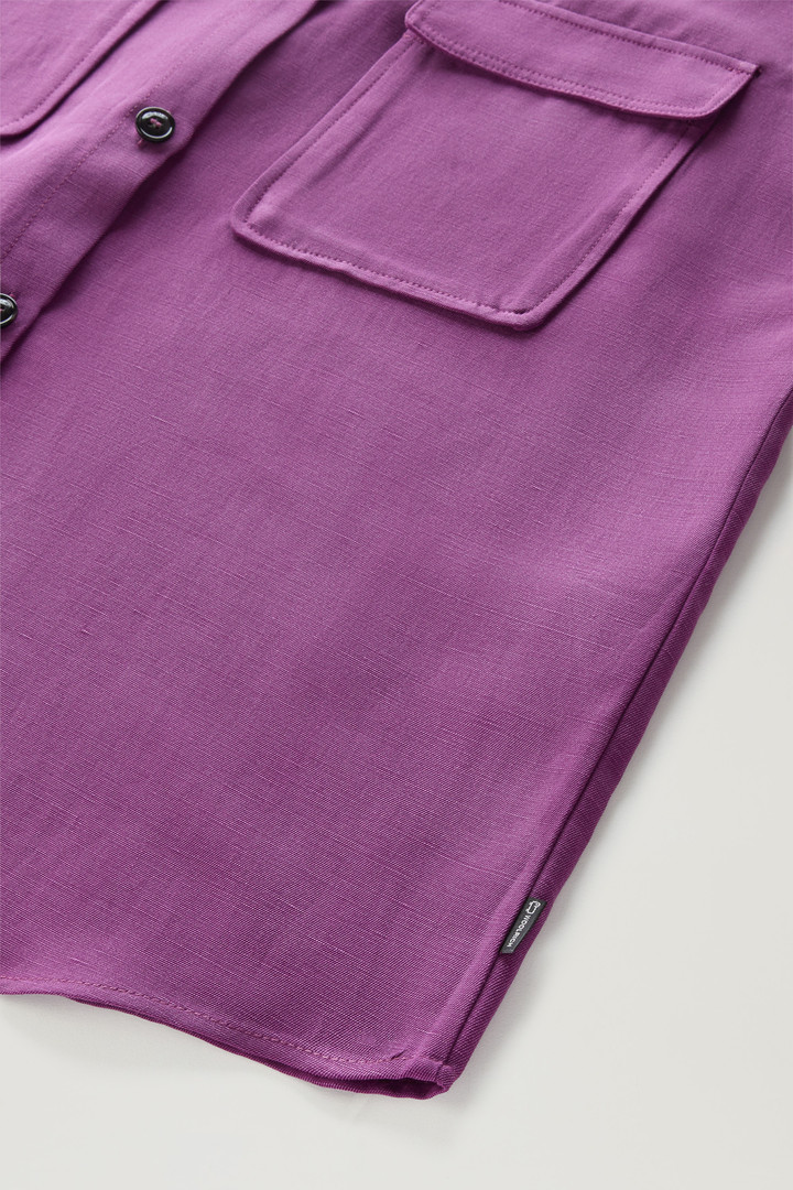 Short-sleeved Shirt in Linen Blend Purple photo 7 | Woolrich