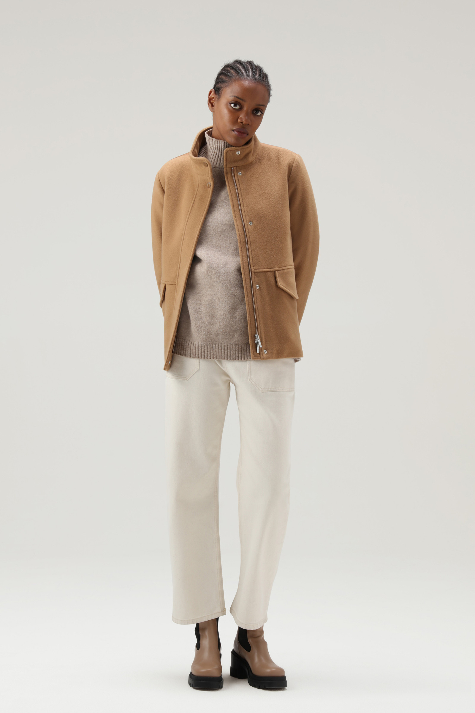 Kuna Jacket in Wool and Cashmere Blend Brown photo 2 | Woolrich
