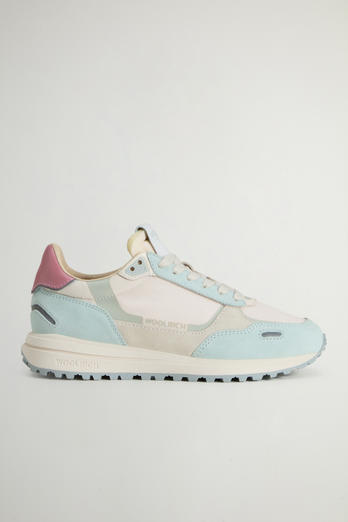 Retro Sneakers in Nylon with Leather and Suede Details Pink | Woolrich