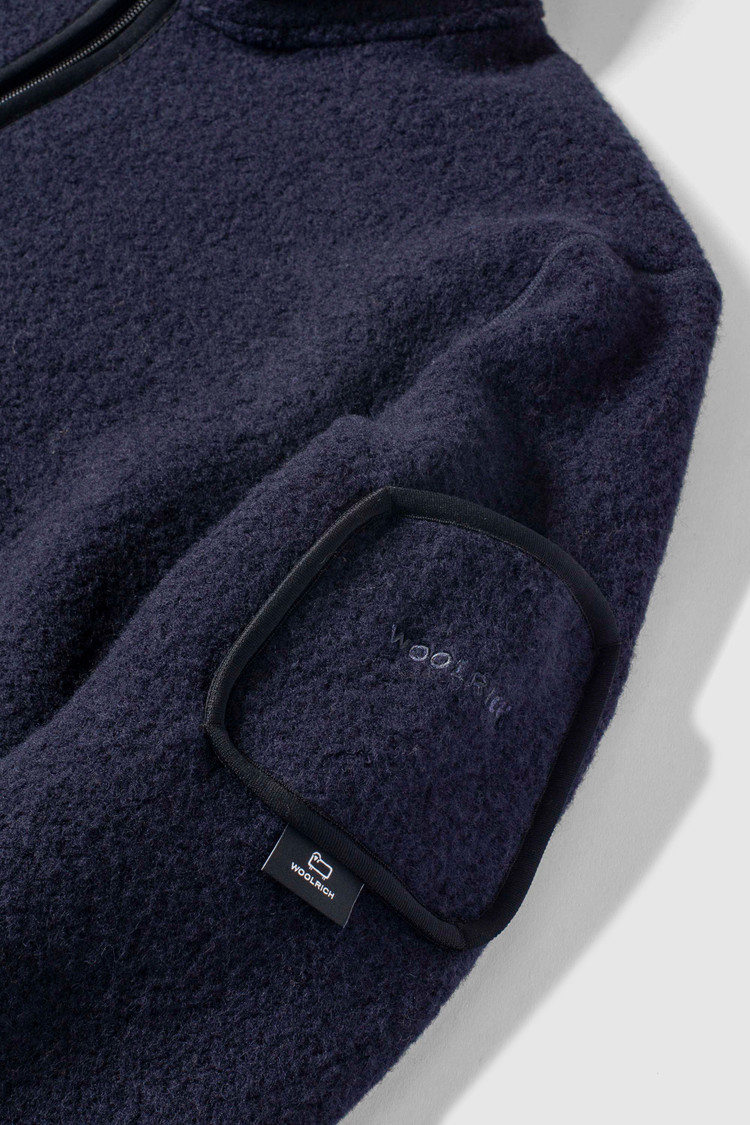 Leichter Terra-Melton Pullover mit durchgehendem Reißverschluß