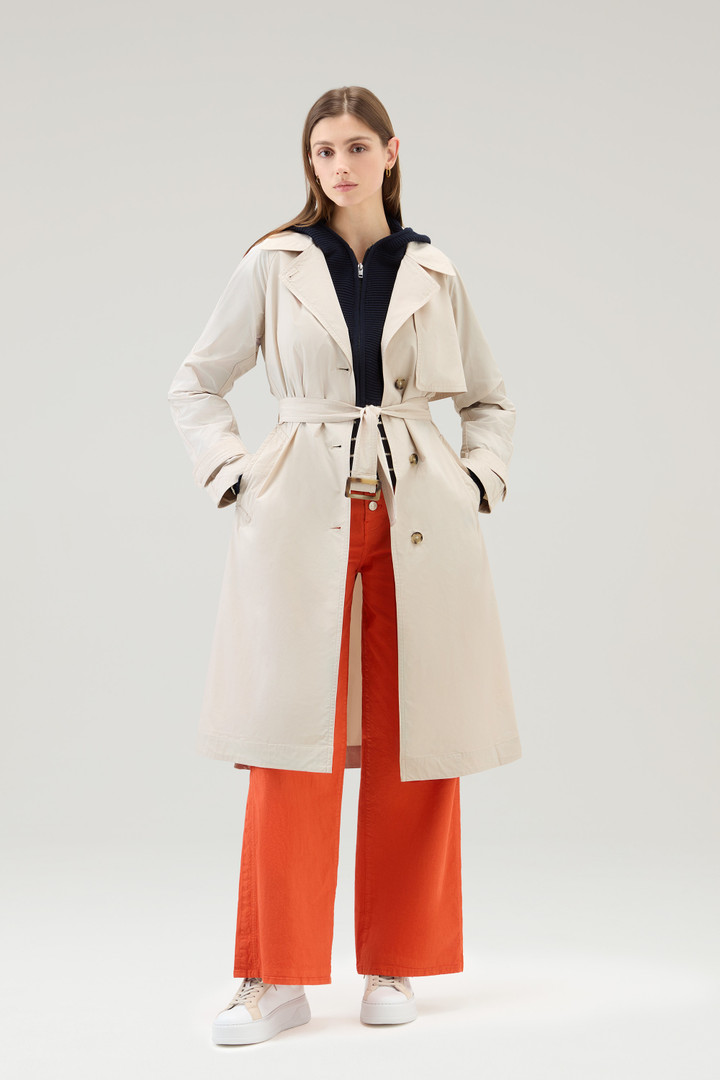 Trench Coat in Urban Touch Fabric with Belted Waist Beige photo 3 | Woolrich