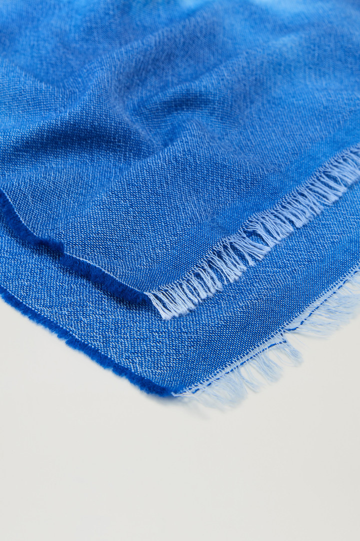 Wool and Cotton Blend Scarf with Micro-Check Pattern Blue photo 3 | Woolrich