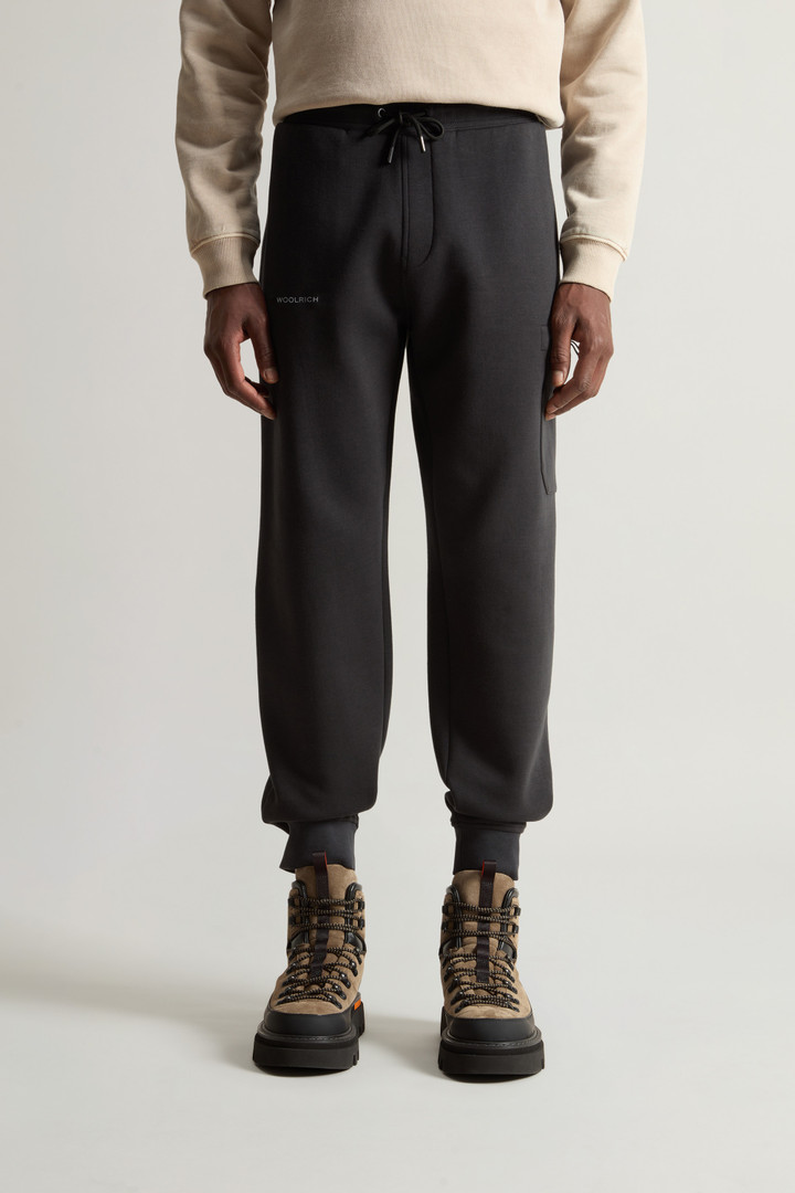 Cotton Blend Fleece Pants with Logo Black photo 2 | Woolrich