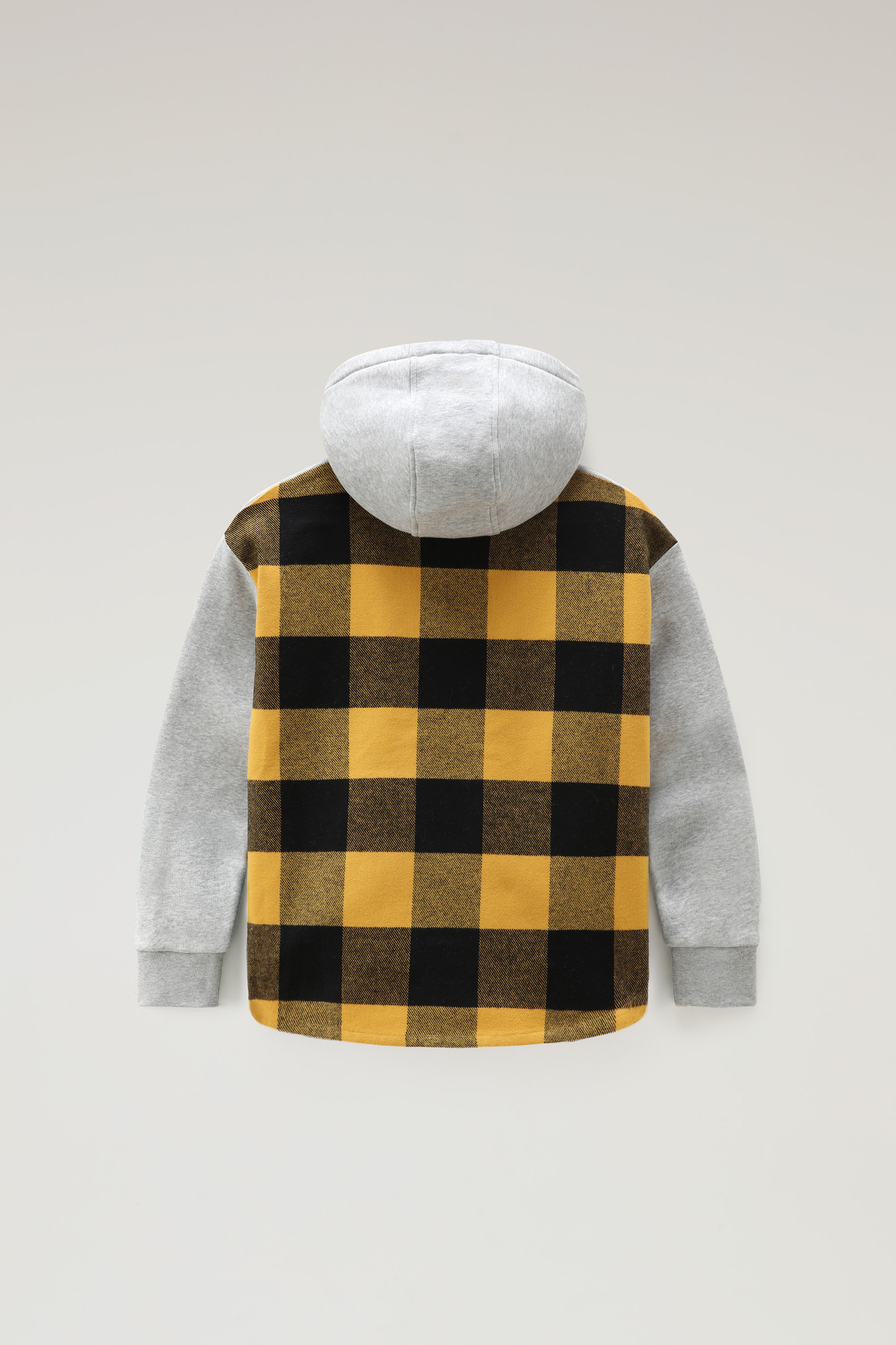 Jungenkapuzenpulli mit Logo und Buffalo-Karomuster auf der Rückseite gelb photo 5 | Woolrich
