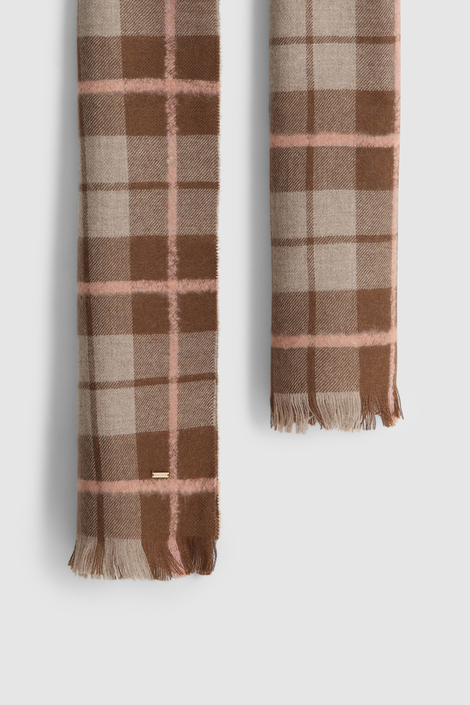 Check Scarf in Mixed Alpaca and Wool Brown photo 2 | Woolrich