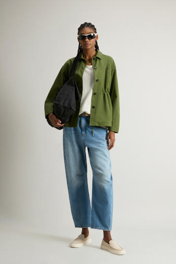 Garment-Dyed Pure Cotton Overshirt Green | Woolrich