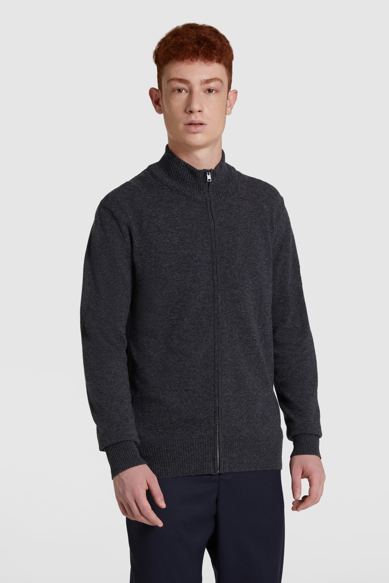 Wollstrickjacke mit Reißverschluss