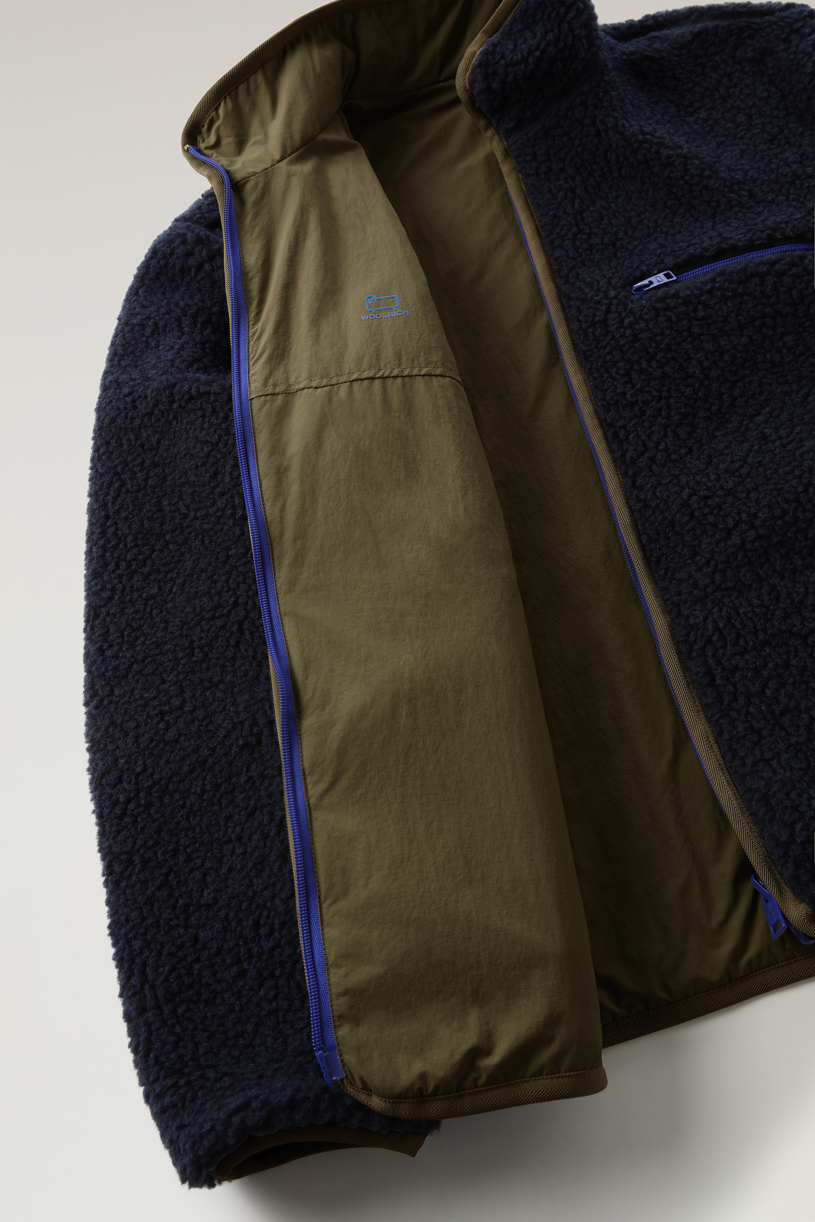 Reversible Curly Fleece in Recycled Sherpa and Taslan Blue photo 5 | Woolrich