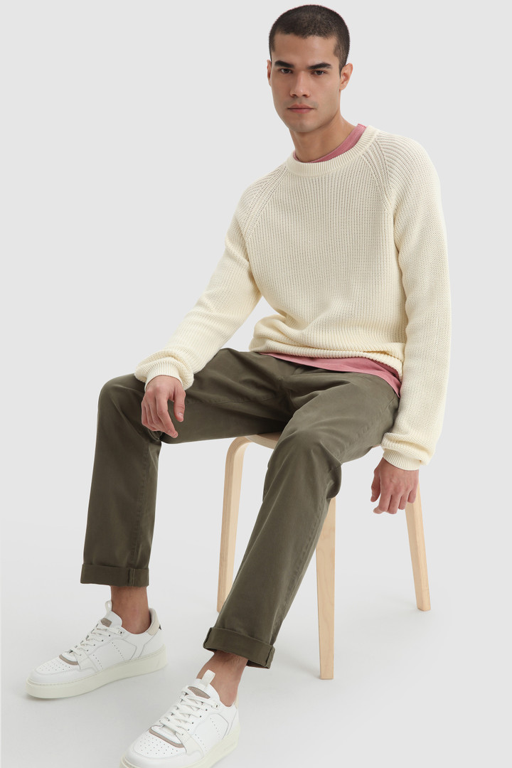 Pullover mit Rundhalsausschnitt aus Baumwollripp Weiß photo 2 | Woolrich