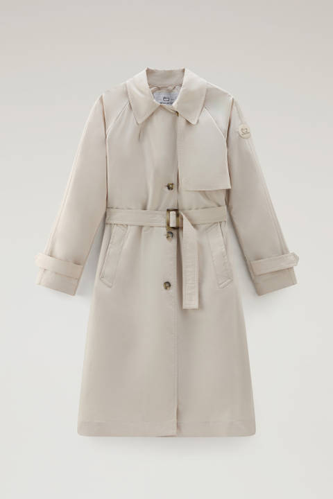 Trench Coat in Urban Touch Fabric with Belted Waist Beige photo 2 | Woolrich