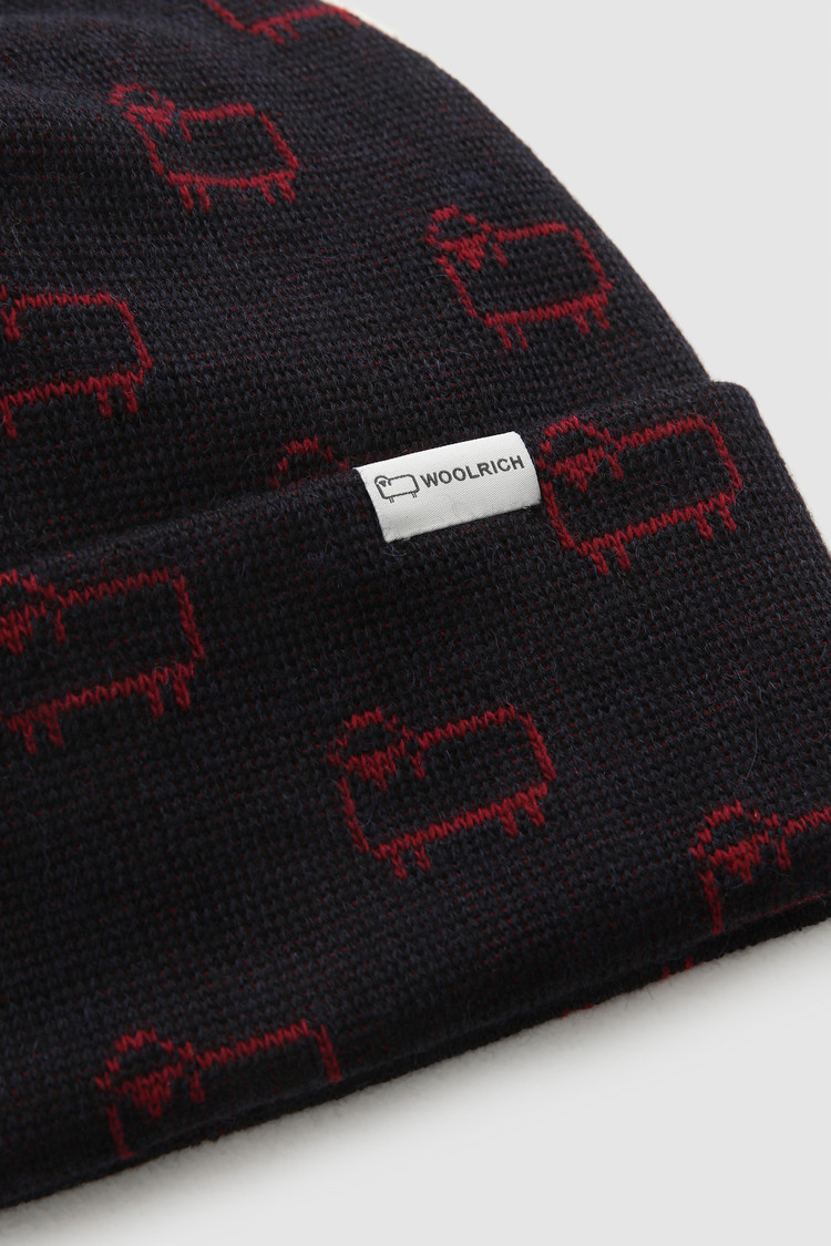 Berretto in misto lana con logo Jacquard Sheep