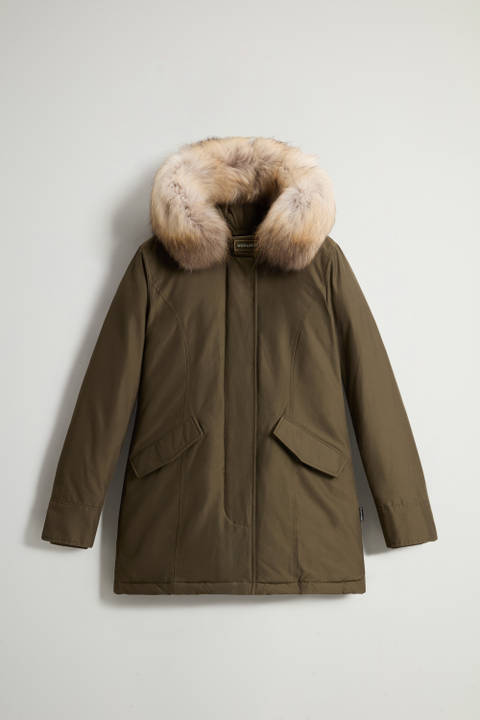 Arctic Parka in Ramar Cloth with Detachable Fur Trim Green photo 2 | Woolrich