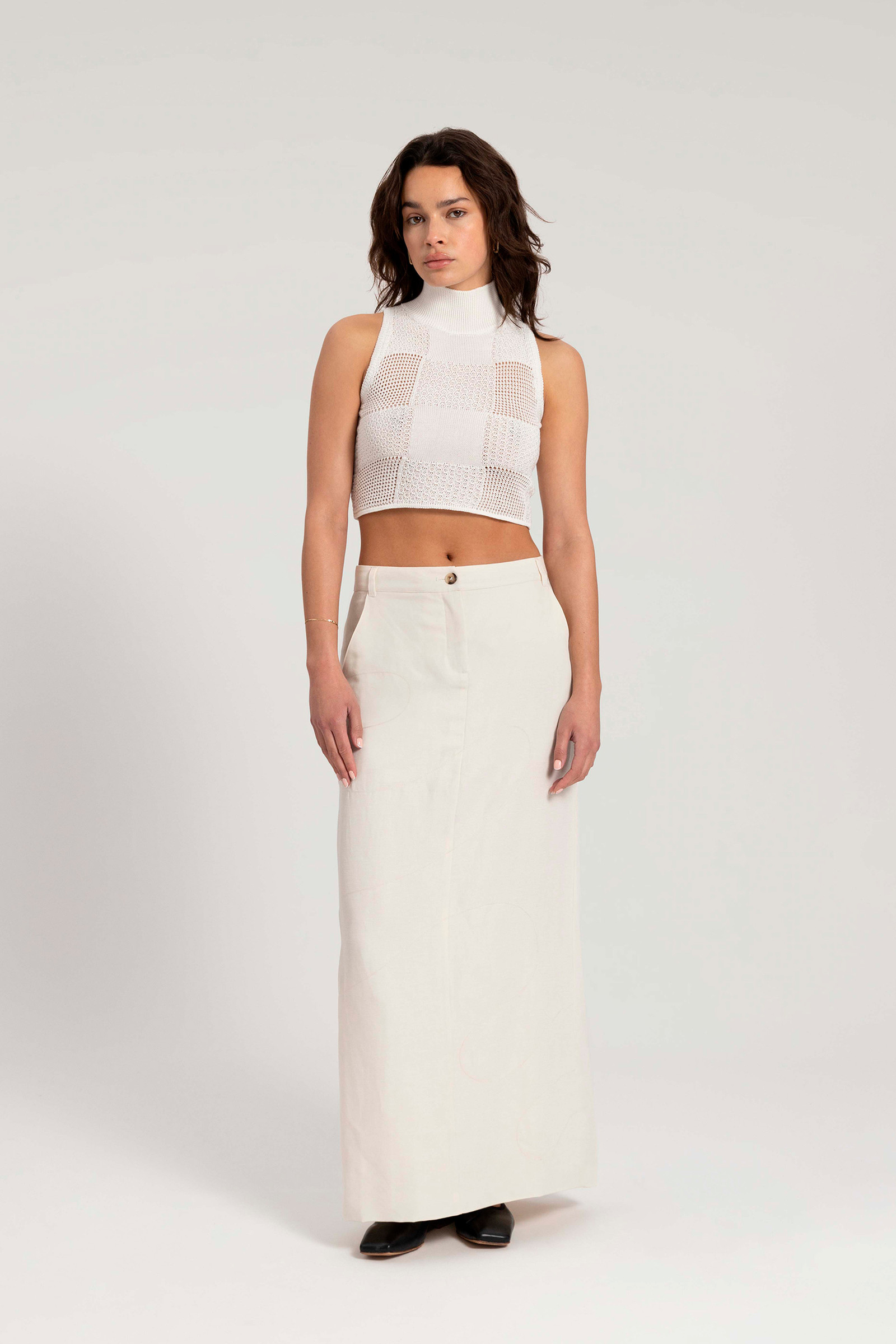 Haut court sans manches en pur coton - Daniëlle Cathari / Woolrich blanc photo 2 | Woolrich