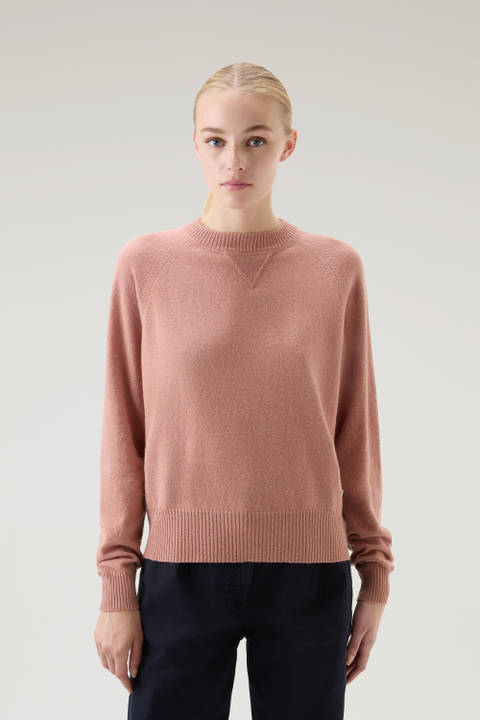 Crewneck Sweater in Wool Blend Pink | Woolrich