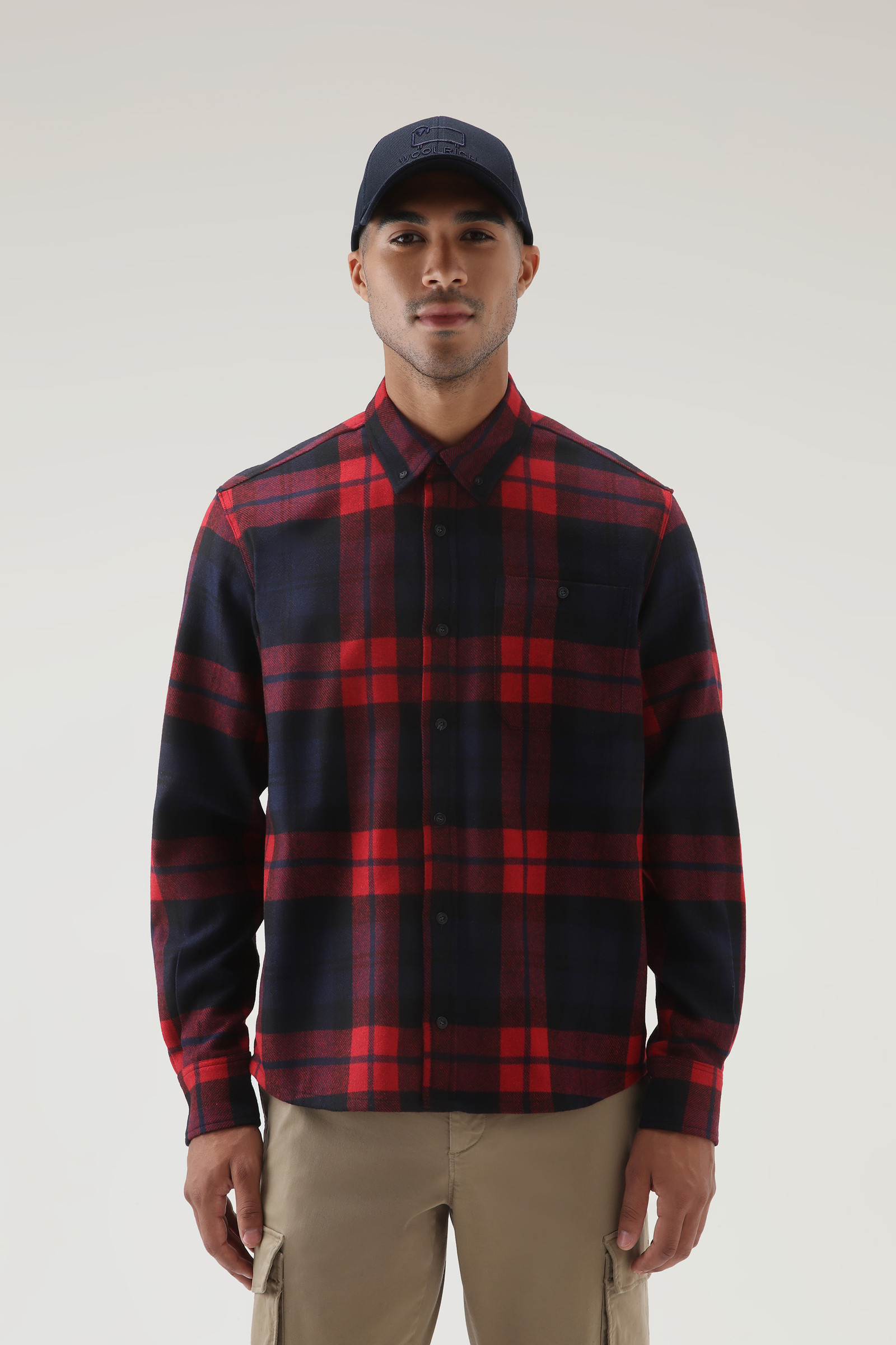 Men's Wool Blend Trout Run Plaid Flannel Shirt Red | Woolrich USA