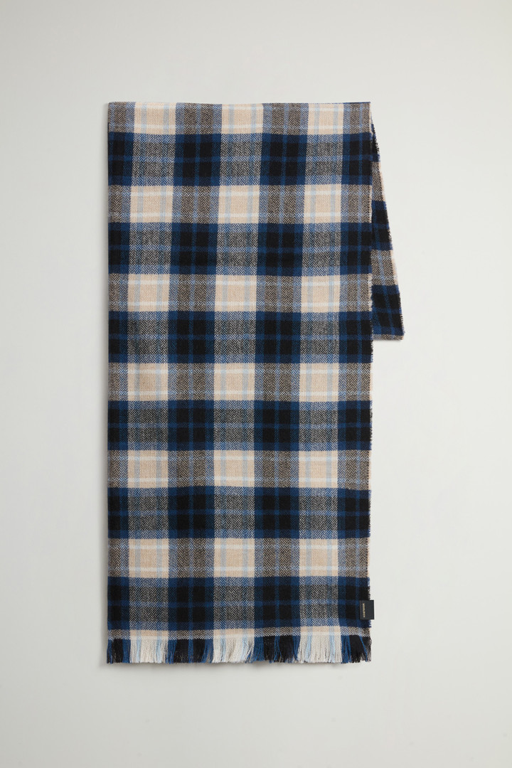 Scarf in Virgin Wool and Cashmere Blend with Checked Pattern Blue photo 1 | Woolrich