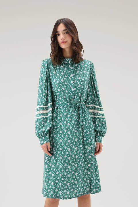Printed Dress with Floral Pattern Green | Woolrich