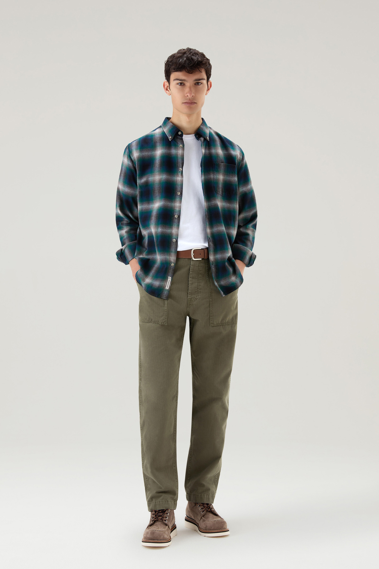 Lichtgewicht flanellen overhemd met Madras-patroon groen photo 2 | Woolrich