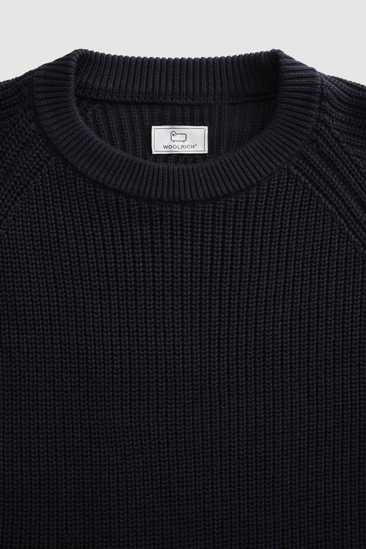 Jersey de cuello redondo de algodón acanalado azul photo 5 | Woolrich