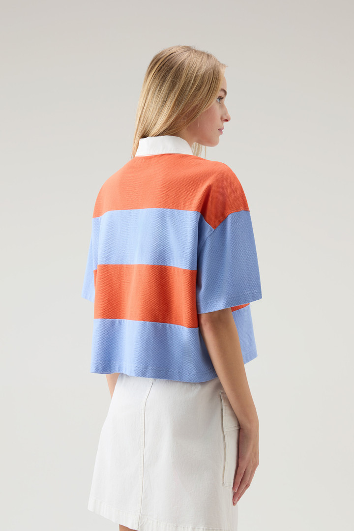 Polo-Shirt aus reinem Baumwoll-Piqué mit Streifen Blau photo 3 | Woolrich