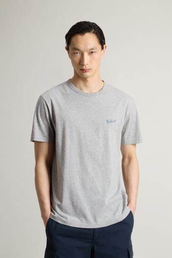 Pure Cotton T-Shirt with Logo Gray | Woolrich