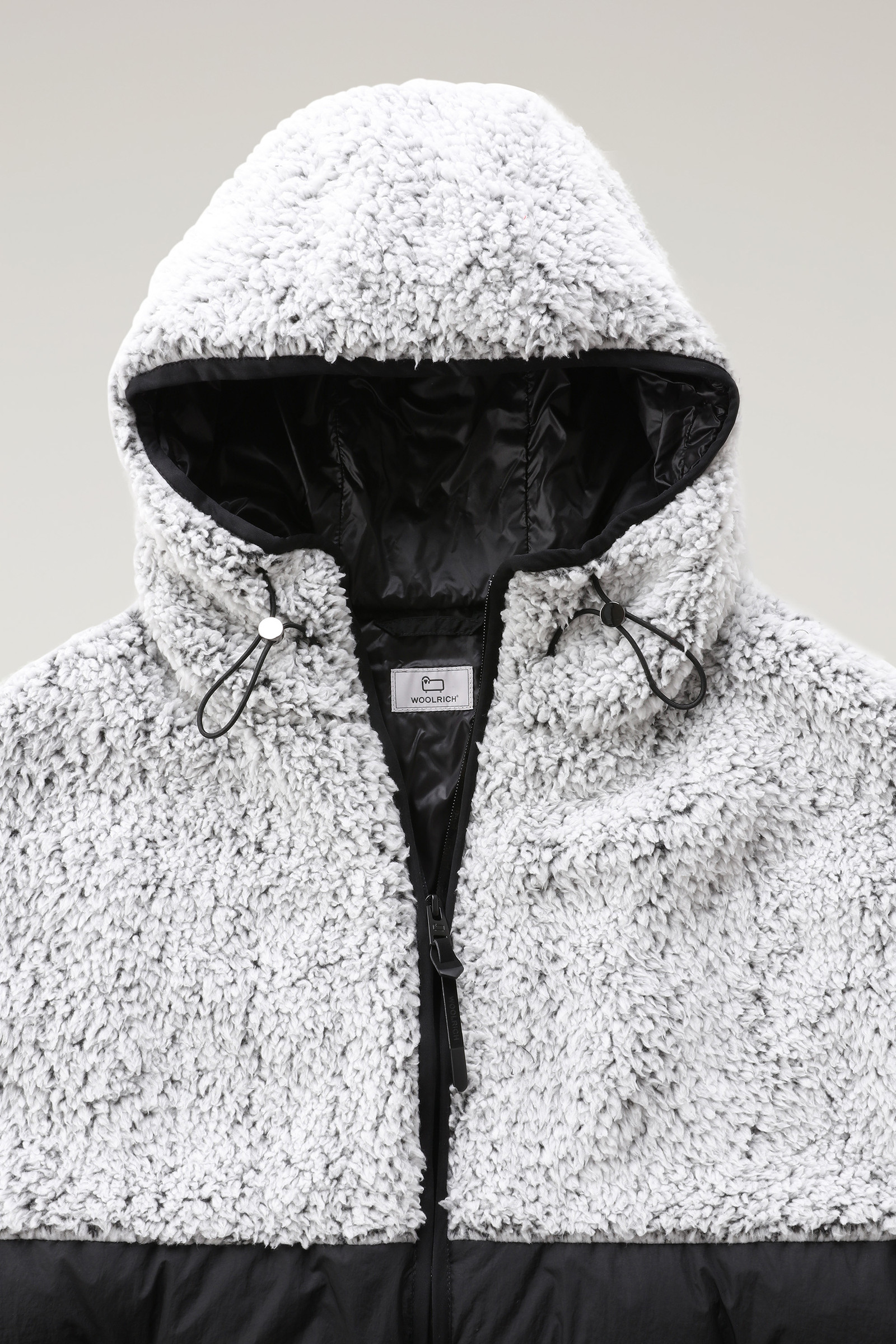 Felpa con cappuccio in pile e nylon crinkle nero photo 6 | Woolrich