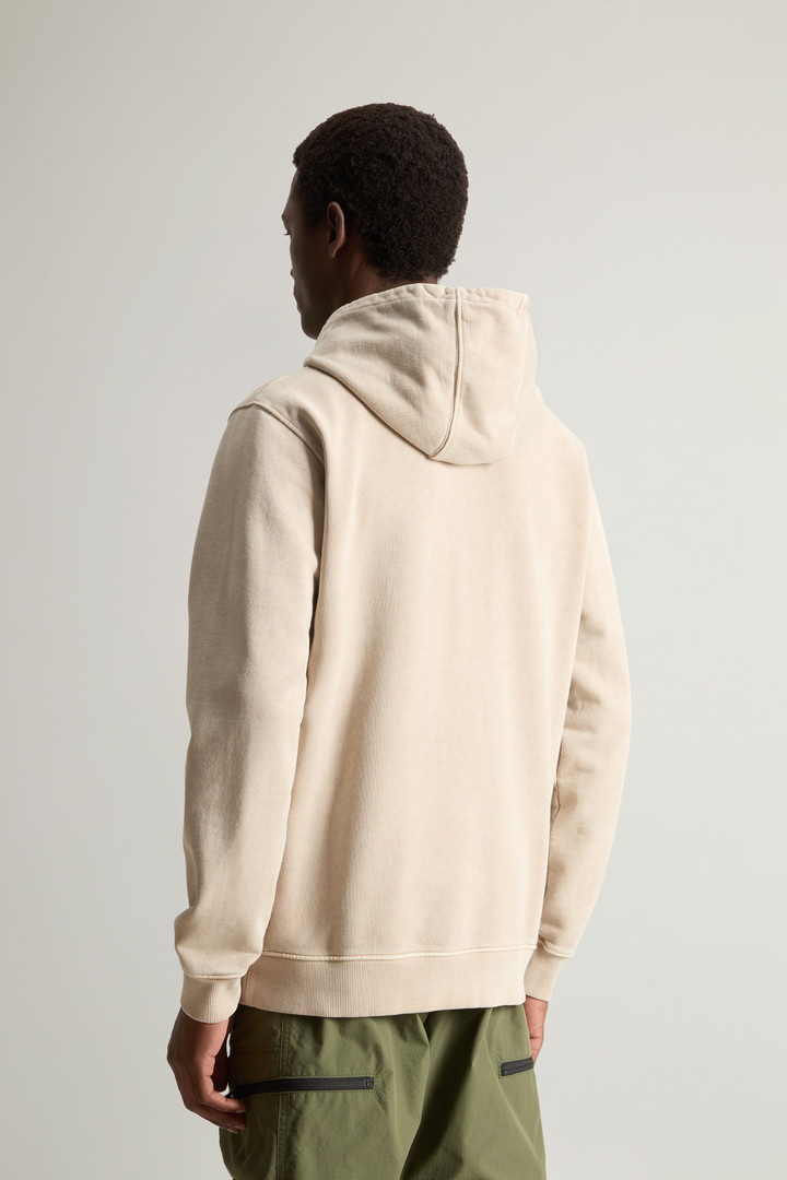 Garment-Dyed Hoodie in Pure Cotton with Embroidered Logo Beige photo 3 | Woolrich