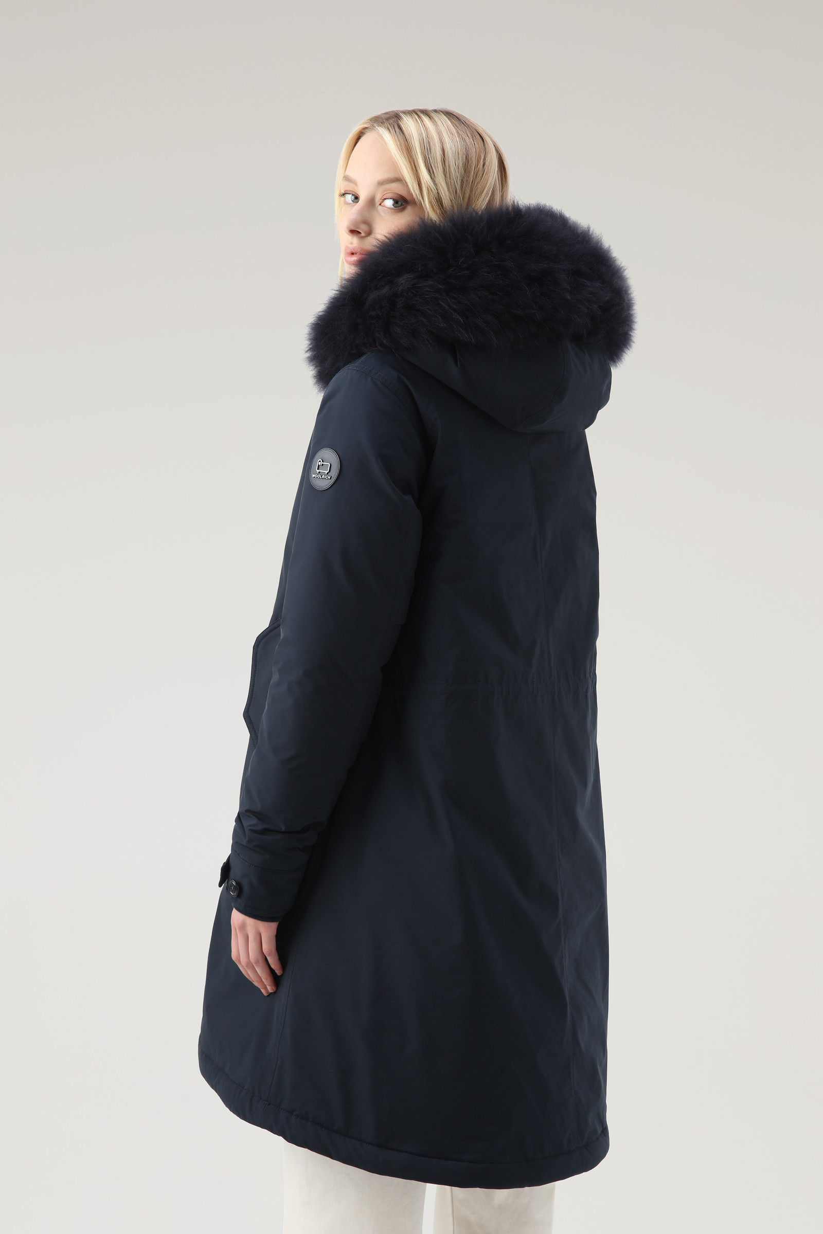 Keystone Long Parka in Urban Touch with Cashmere Fur - Women - Blue