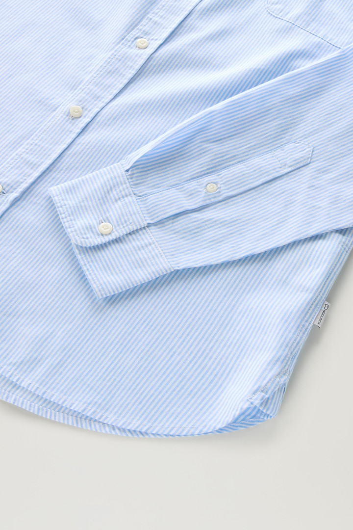 Striped Shirt in a Linen Cotton Blend Blue photo 7 | Woolrich