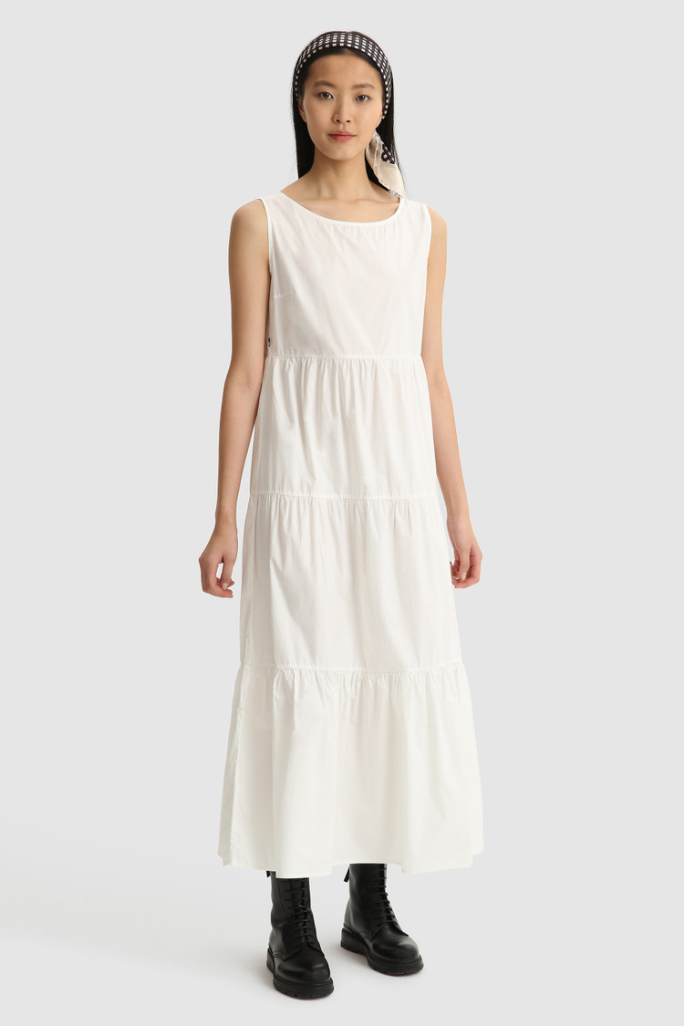 Poplin sleeveless long dress