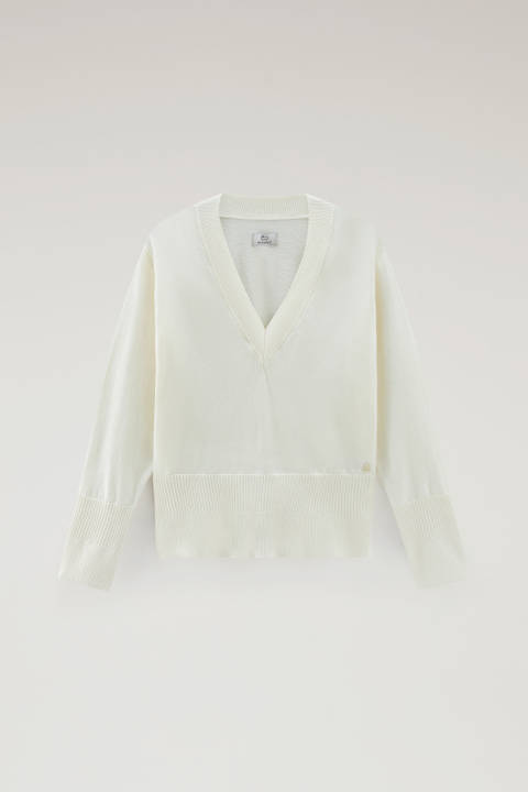 Maglia con scollo a V in cotone e cashmere Bianco photo 2 | Woolrich