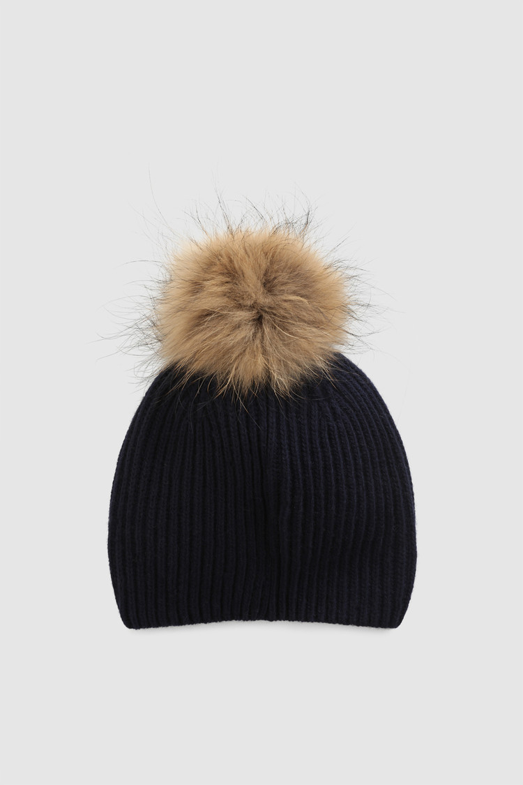 Girl's SerenityBeanie in mixed cashmere and pompom