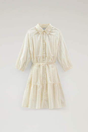 Embroidered Pure Cotton Short Dress White | Woolrich