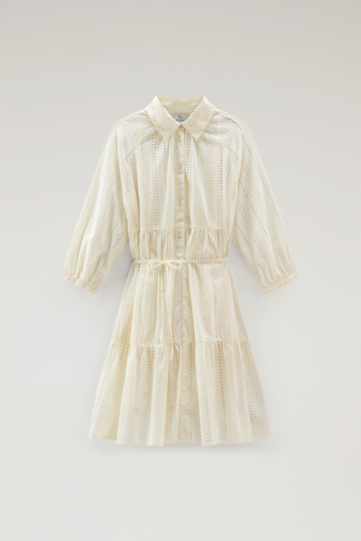 Kurzes Kleid aus reiner Baumwolle mit Lochstickerei Weiß photo 5 | Woolrich