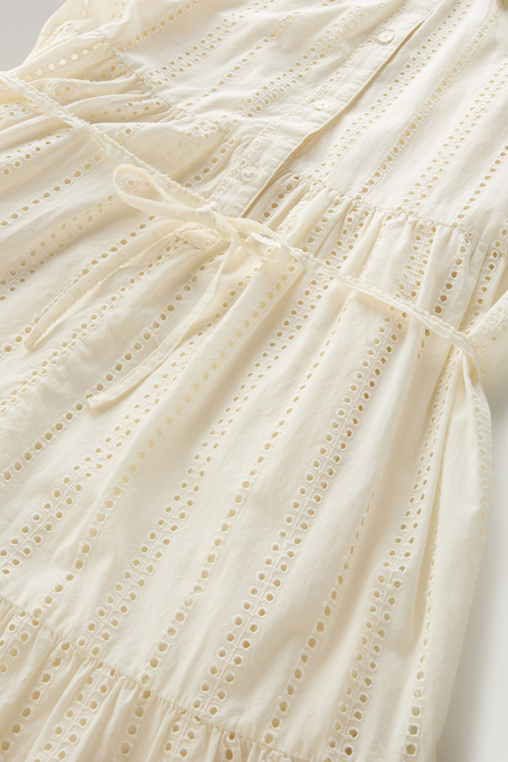 Kurzes Kleid aus reiner Baumwolle mit Lochstickerei Weiß photo 9 | Woolrich