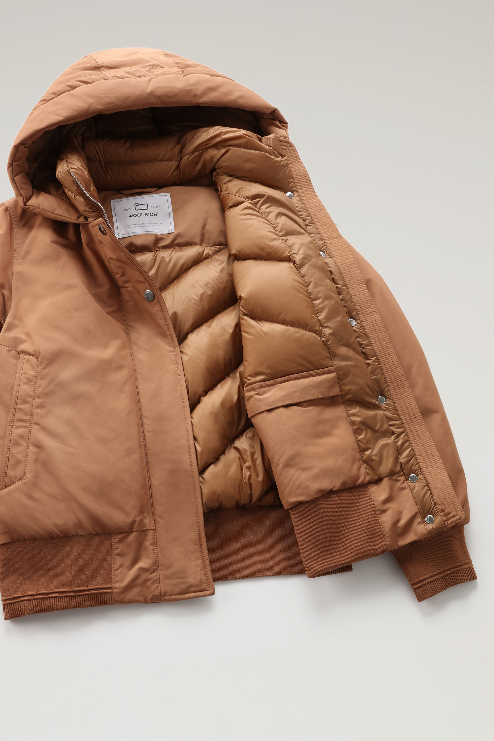 Weoka Bomber in Soft Ottoman Fabric Brown photo 6 | Woolrich