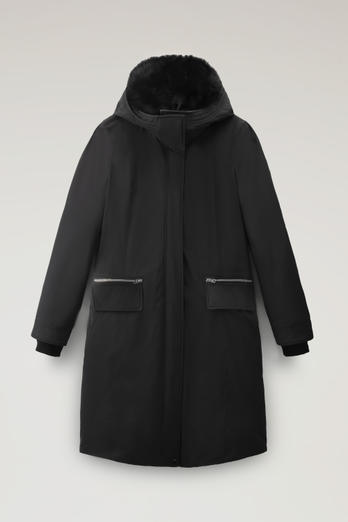 Mahan Fox Long Parka with detachable hood Black | Woolrich