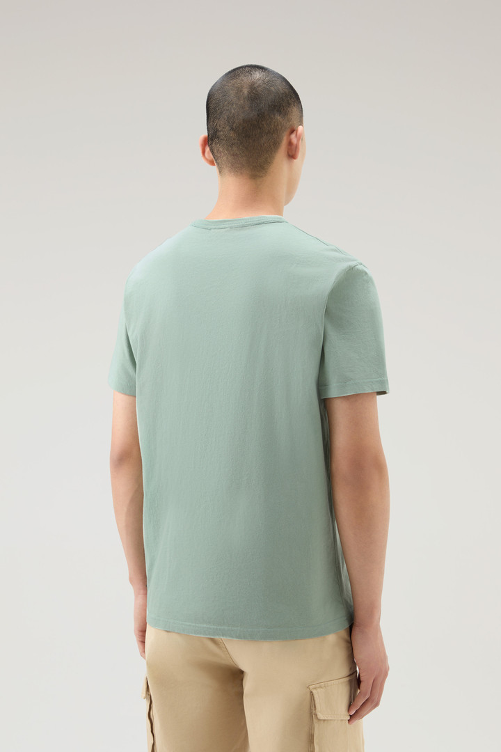 Pure Cotton Embroidered T-Shirt Green photo 3 | Woolrich