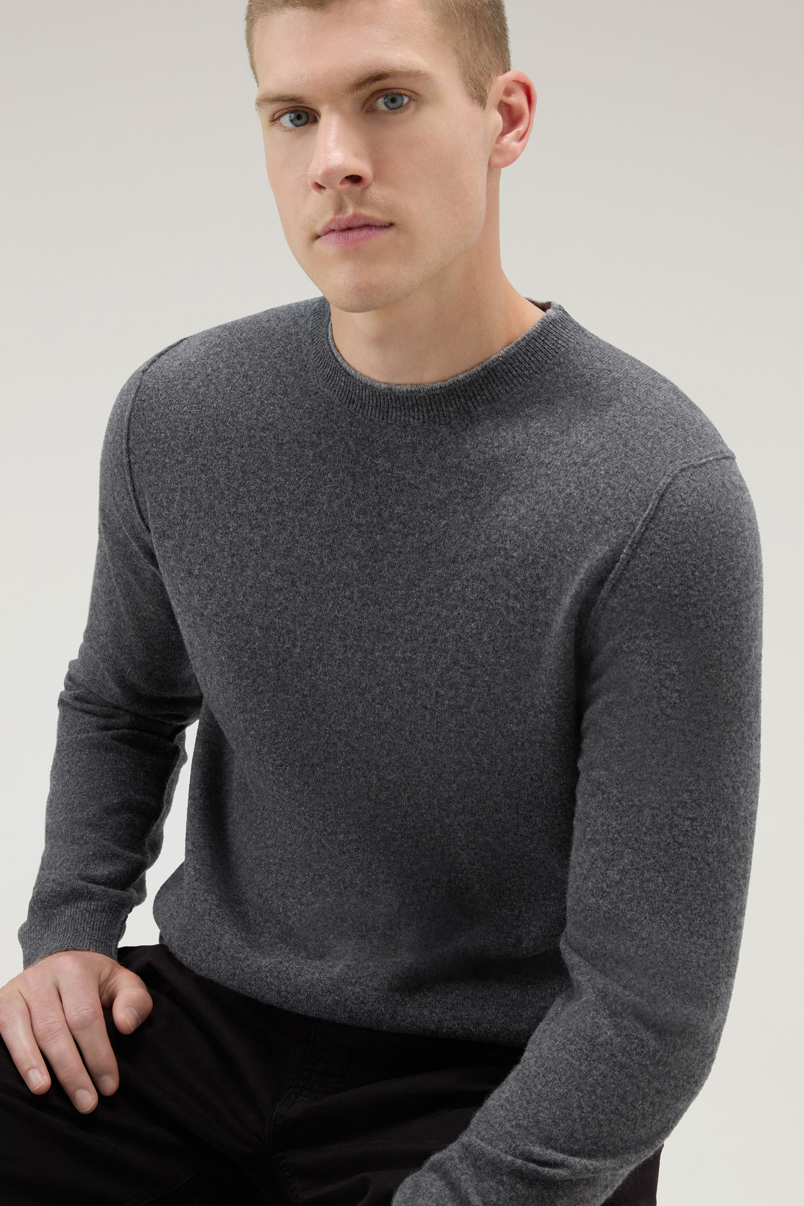 Crewneck Sweater in Merino Wool Blend Grey | Woolrich USA