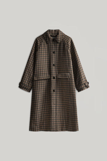 Check Coat in Italian Wool Blend - Daniëlle Cathari / Woolrich Brown photo 1 | Woolrich