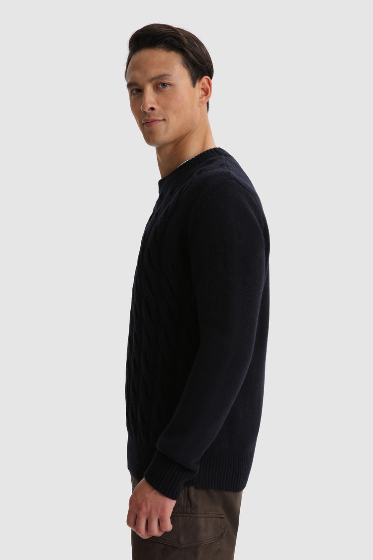Pullover mit Rundhalsausschnitt aus reiner gewebter Wolle