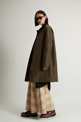 Ramar Cloth Coat with Corduroy Collar Green | Woolrich