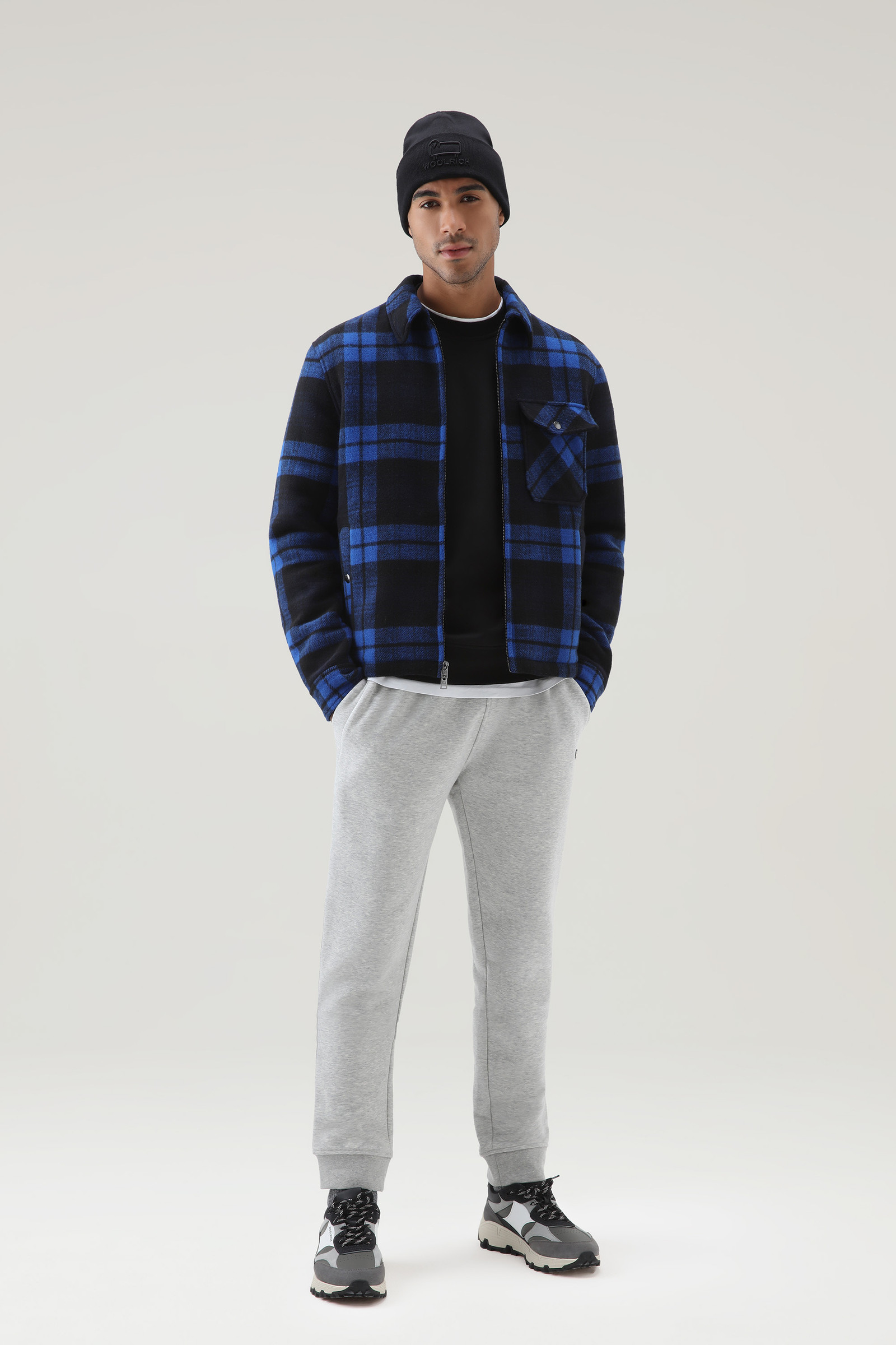 Timber Plaid flannel overshirt met ritssluiting in een wolmix blauw photo 2 | Woolrich