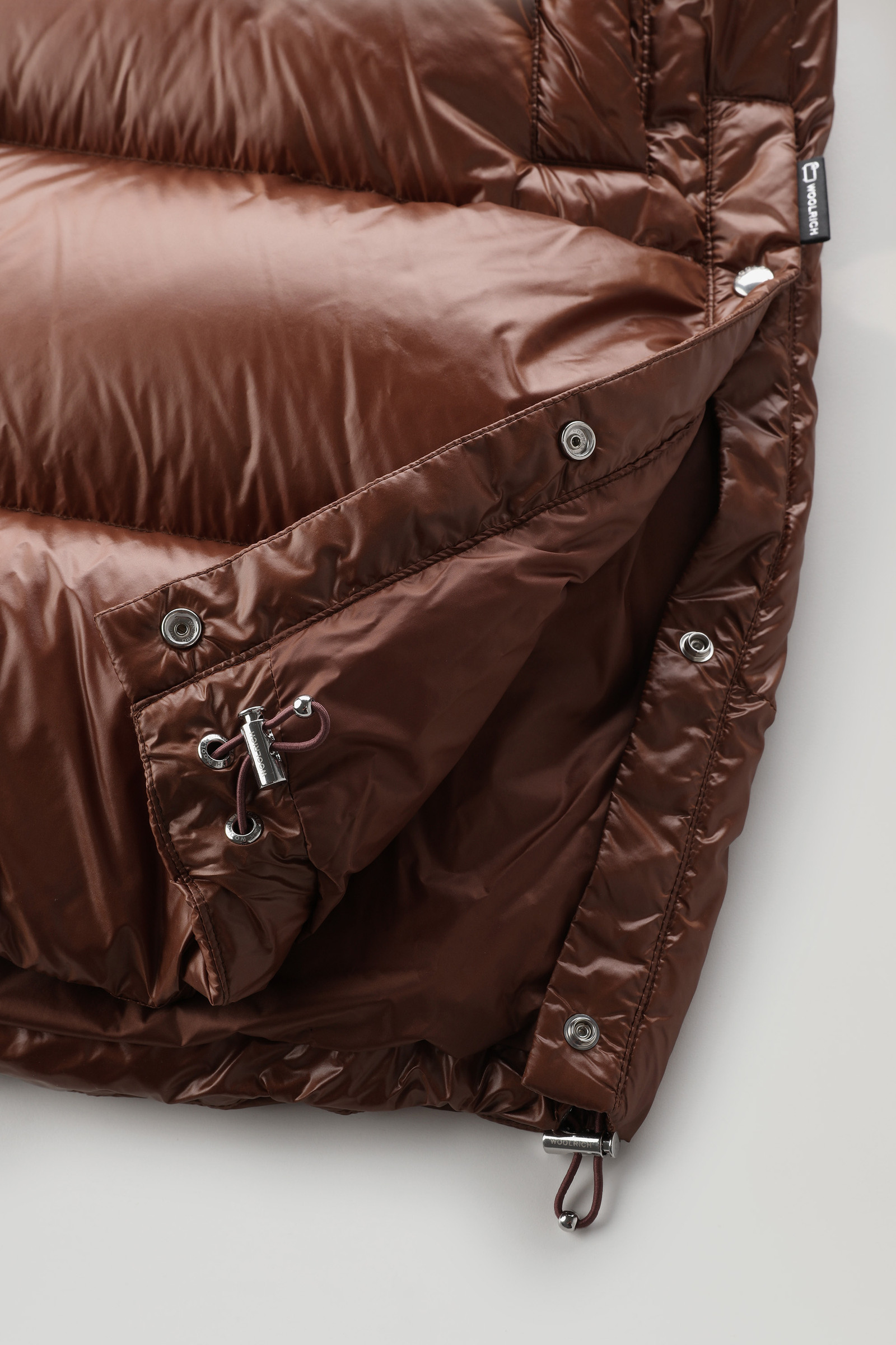 Aliquippa Silky Long Down Jacket with a Drawstring Waist Brown photo 8 | Woolrich