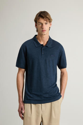 Pure Linen Polo Shirt Blue | Woolrich