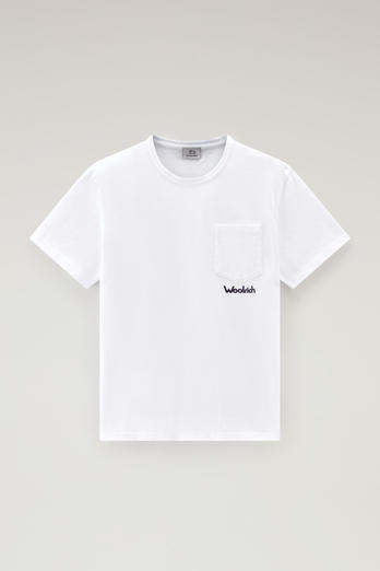 Pure Cotton T-Shirt with Trail Print White | Woolrich